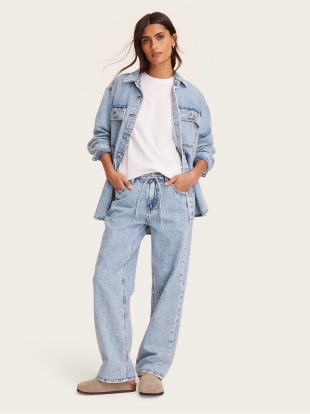 Parke x Target midrise drawstring baggy jeans light wash size 2